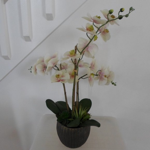 White Fabric Orchid Floral Arrangement - Picture 4 of 4